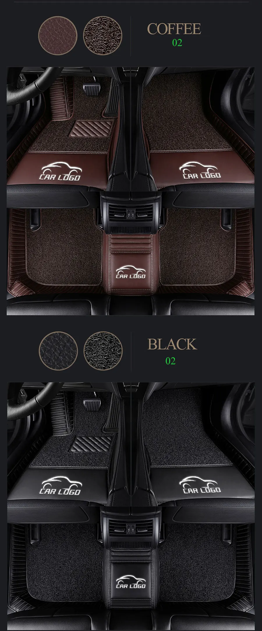 Car floor mats for Toyota logo Land Cruiser 200 Prado150/120 corolla 2007- C-HR camry 40 wish car styling liner Custom
