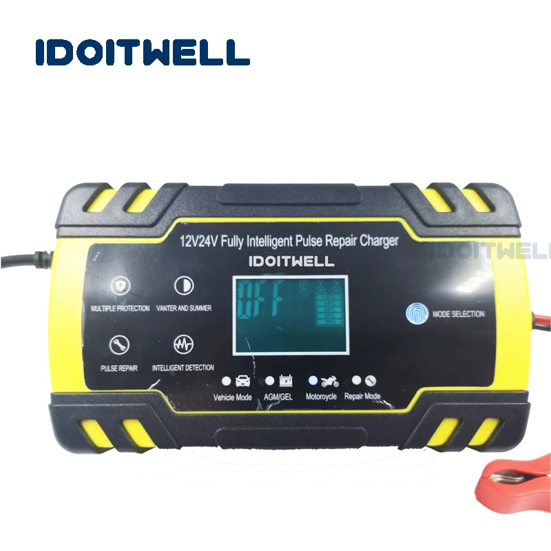 Automatic 12V 24V Motorcycle Car Battery Charger 8A 4A VRLA SLA AGM GEL charger Pulse Repair lead acid battery | Электроника