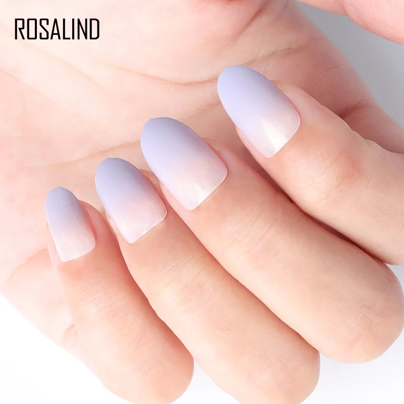 ROSALIND 1 набор поддельные ногти нажмите на ногти искусственные гелевые наконечники с клеем, стикер для французского дизайна ногтей Маникюрные наконечники
