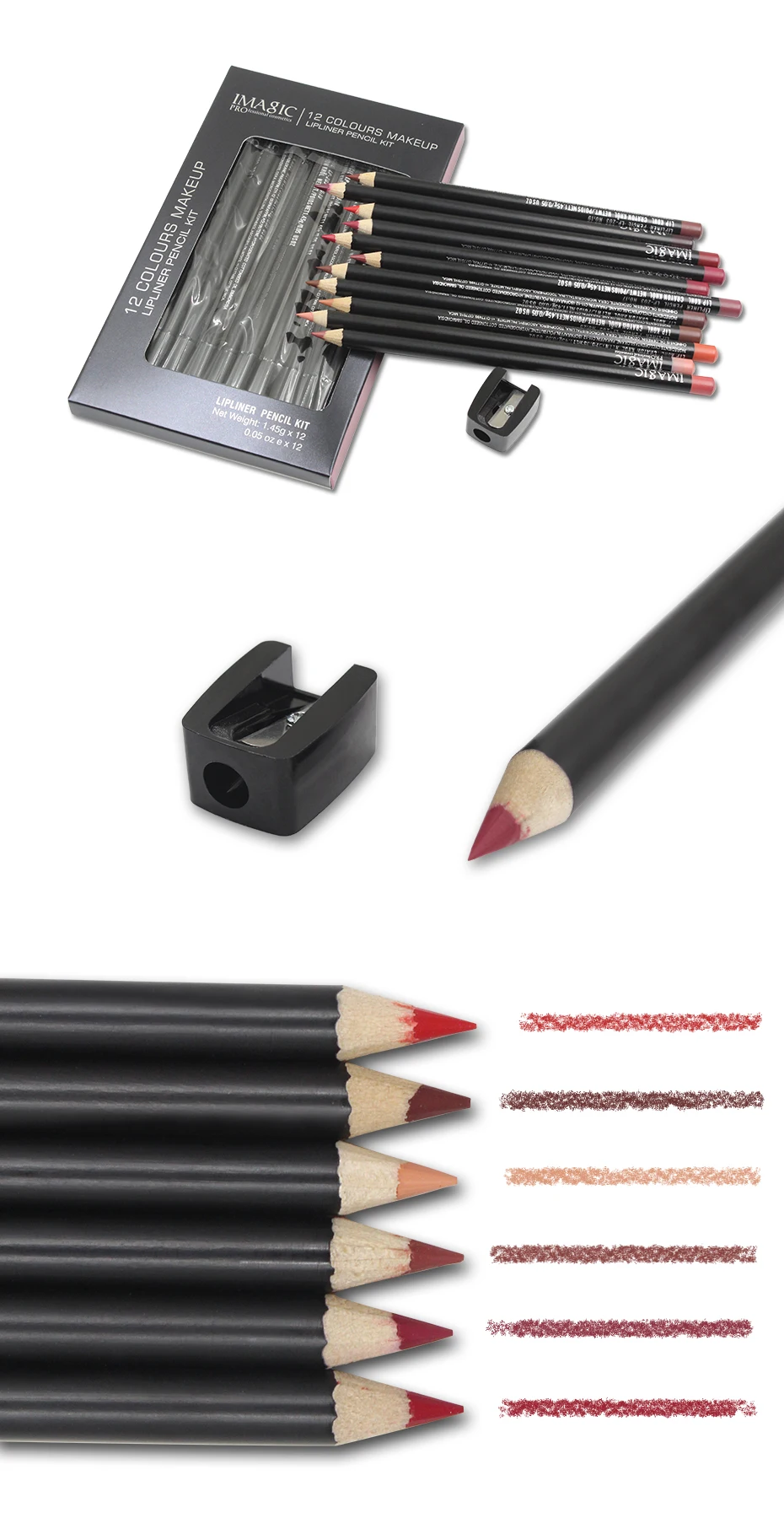 IMAGIC lipliner pen модное длительное увлажнение Lipliner Водостойкий карандаш для губ 12 цветов+ 1 шт. точилка
