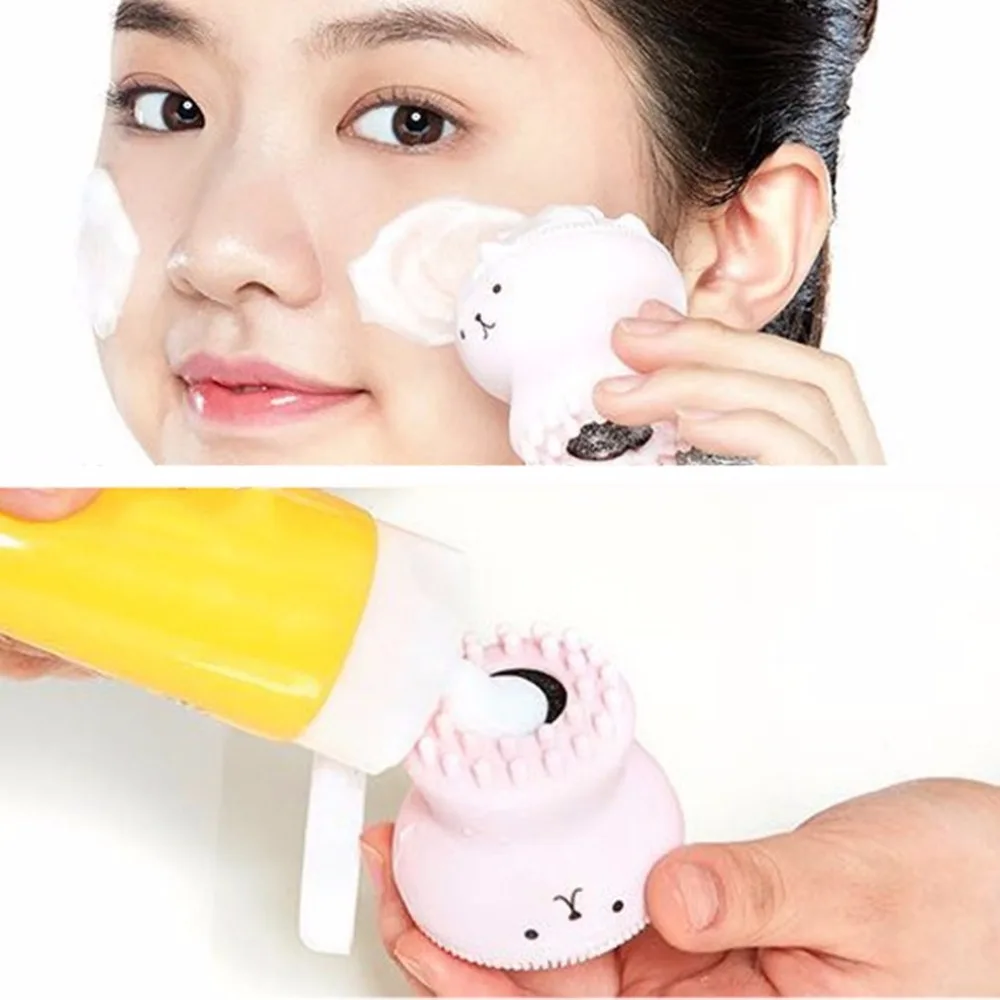 

Cleaning Brush Little Cute Jellyfish Wash Brush Exfoliating Face Cleaner Massage Soft Silicone Facial Brush Scrubber Deep Pore