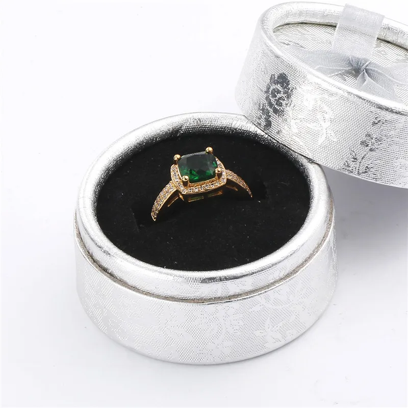 2017 BUDONG Chic Bling женское кольцо золотого цвета для женщин принцесса Зеленый Кристалл