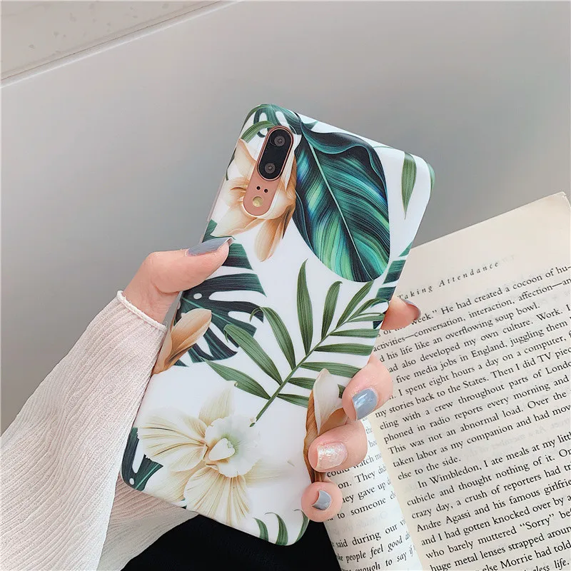 Летний художественный чехол с цветами для huawei p20 lite Mate20 pro матовый Силиконовый