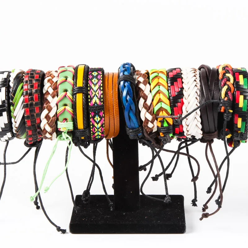 Оптовая продажа 15 шт. кожаный браслет с веревкой ремень Ручная Веревка для мужчин