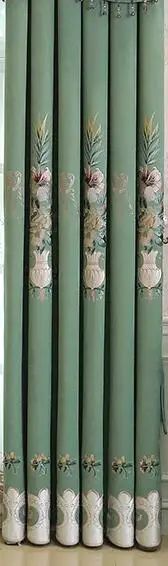 Green Curtains Европейские Роскошные затемненные шторы для гостиной, спальни, на окно, с цветочной вышивкой, 80% затененные шторы, занавески, украшение - Цвет: Green Curtains