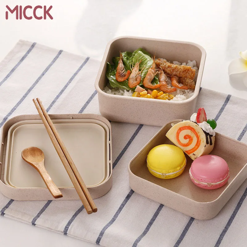 Многофункциональный Ланч бокс MICCK для микроволновой печи из бамбукового волокна