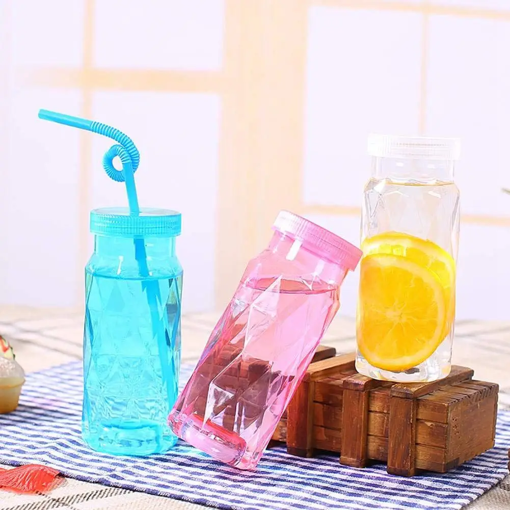 360 мл бутылка для воды с соломенным отверстием пластиковая напитков сок чайная