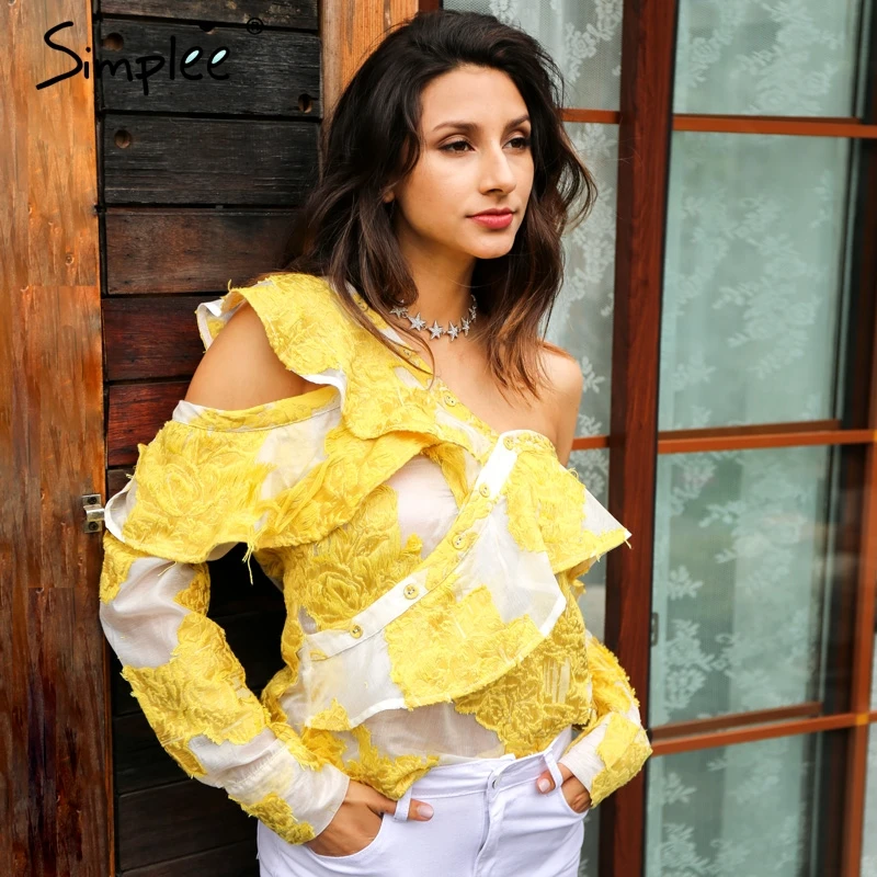 Женская блузка Simplee с открытым плечом женские топы 2019 летние блузки и рубашки