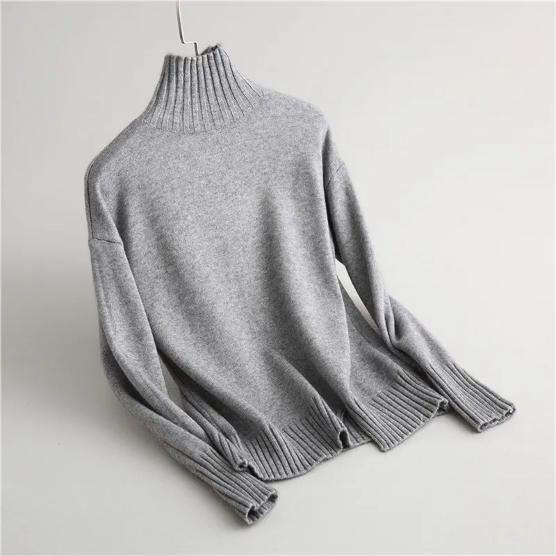 autumn winter wool blends sweater female pullover turtleneck women solid color offic lady Loose knitted P2038 | Женская одежда