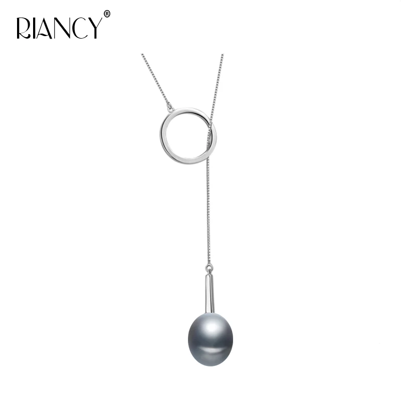 RIANCY, новые трендовые жемчужные ювелирные изделия, натуральный черный жемчуг, подвеска, пресноводное серебро 925 пробы, жемчужное ожерелье для женщин, свадебное