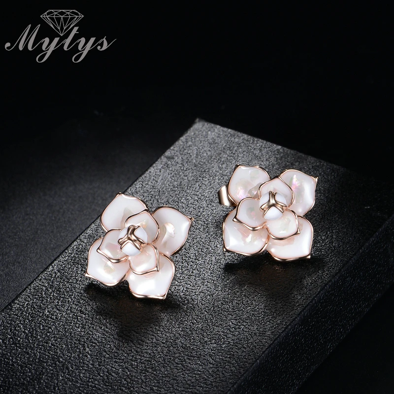 Женские серьги Mytys модные пусеты высокого качества с цветами CE293|flower earrings for