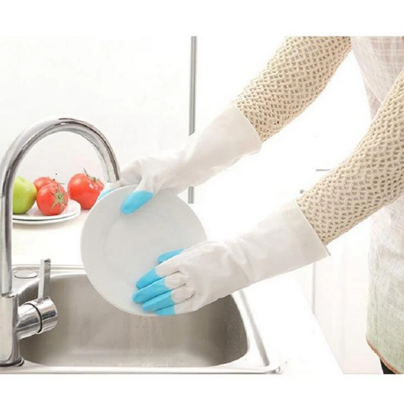 32 см длинные домашнем хозяйстве ПВХ резиновые перчатки для мытья посуды сад