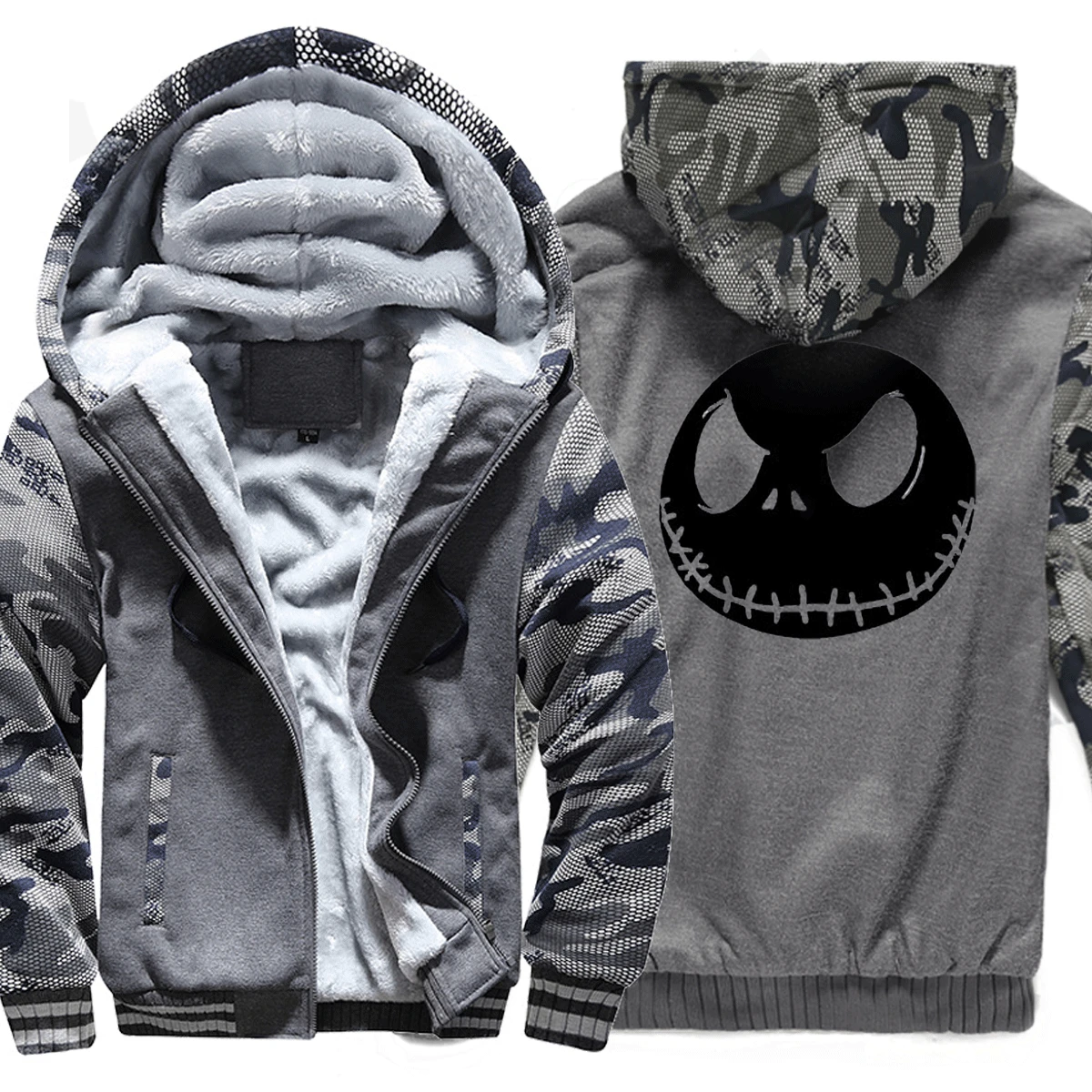 Зимние толстовки с принтом, мужские толстовки Jack Skellington со злом лица, мужские толстовки, спортивный костюм с капюшоном, хипстер