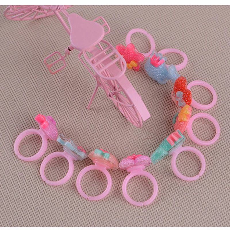 10pcs/lot Girl Kids Ring Pink Plastic Rings Base Adjustable 8mm Cabochon DIY Gift Bezel Tray Frame Handmade Jewelry Findings | Украшения и