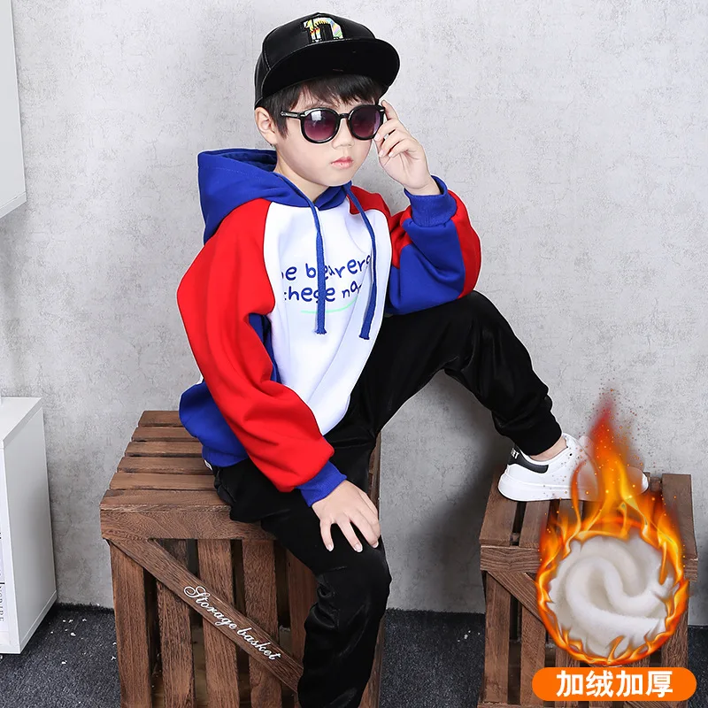 Baby Boy Clothes Set Toddler Kids Clothing Printed Long Sleeve Thick Winter Coat Hooded Hoodie Pants Sport Suits 2-10 Year ER003 |