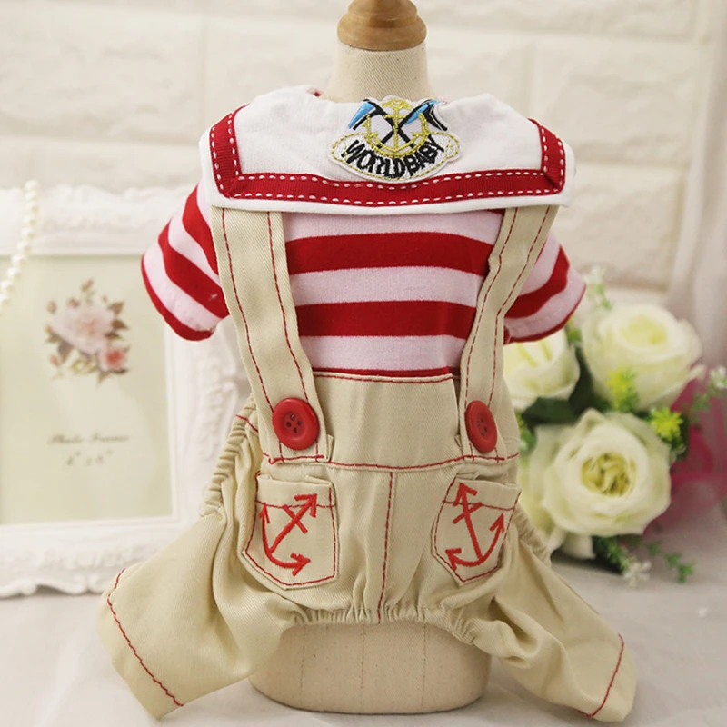 Одежда для домашних питомцев костюм весны и осени матроса комбинезон в