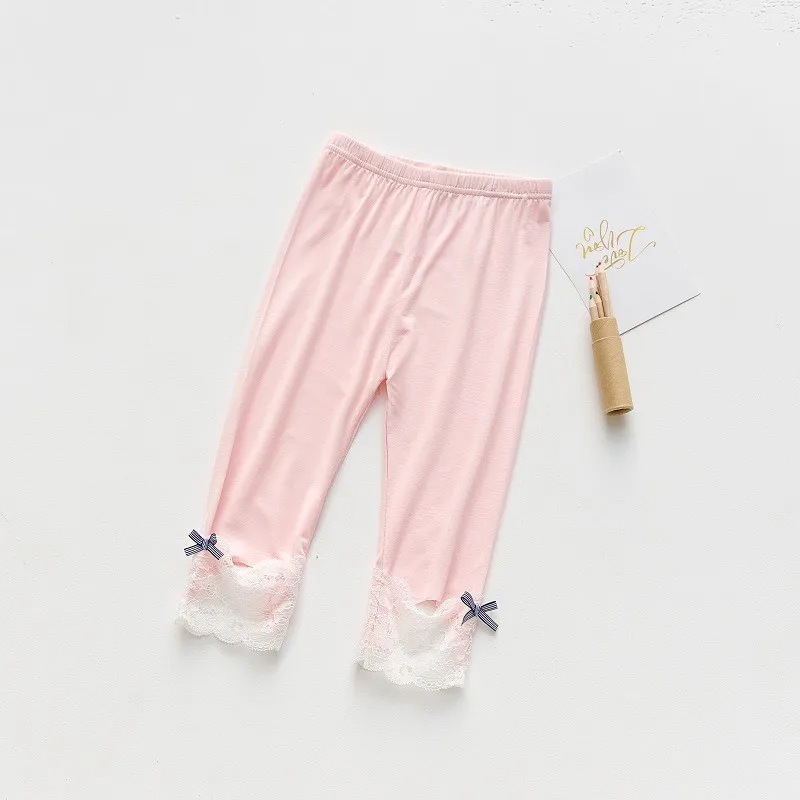 Леггинсы для девочек кружевные штаны до колена хлопковая одежда детей брюки с