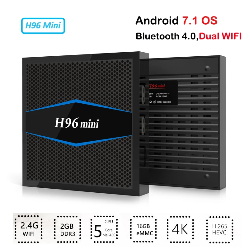 10 шт./лот H96 Mini 4K 2 4G 5 ГГц Wi Fi Bluetooth ТВ Приставка Smart tv box android 7 1 четырехъядерный Amlogic