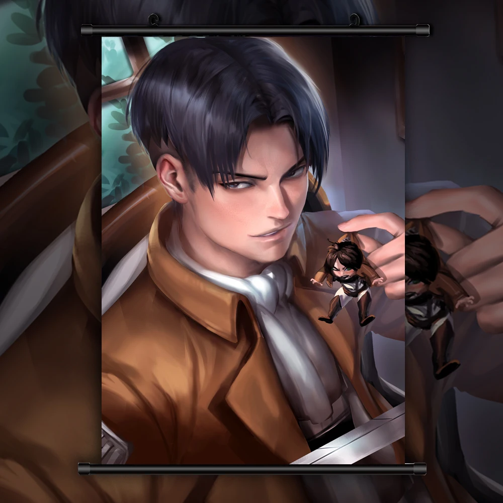 Атака на Титанов Levi Ackerman Аниме Манга настенный плакат прокрутка|Рисование и
