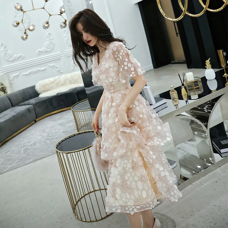 Розовое короткое китайское Восточное Свадебное женское сексуальное вечернее