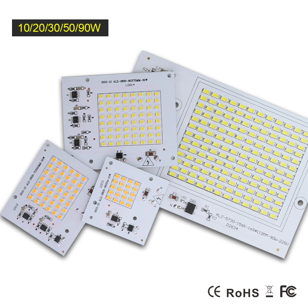 LED 10 шт. чип лампа Cob свет SMD AC220V с умным IC приводом Вт 20 30 50 90 белый/теплый DIY