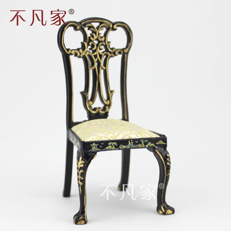 dollhouse 1:12 scale miniature furniture black Hand painted Landscape painting Chair | Furniture Toys