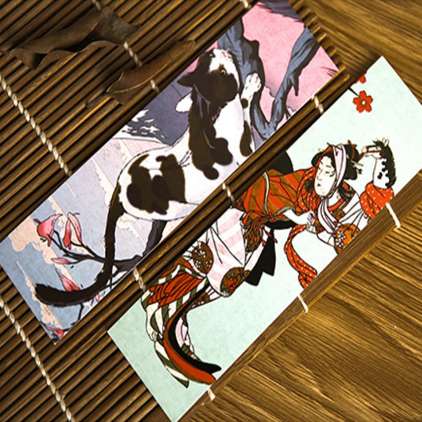 10Pack/lot Vintage Japanese style Kimono lady Cherry blossoms swatch paper Cartoon Film Bookmark Writing Message | Дом и сад