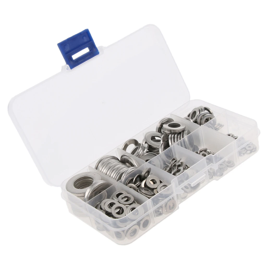 580pcs Stainless Steel Flat Washers Assortment Kit Set M2-M12 | Обустройство дома