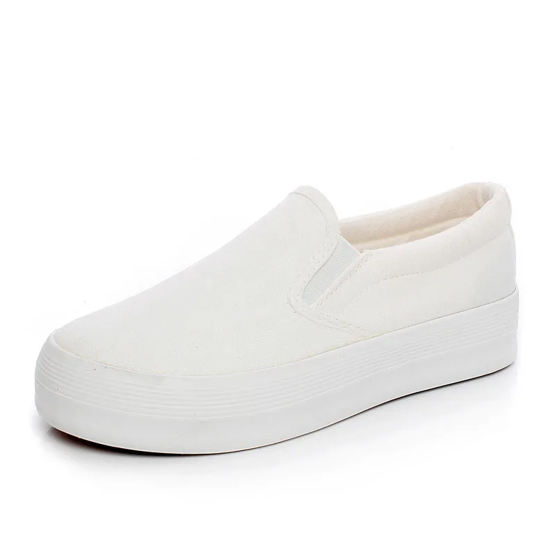 Повседневная парусиновая обувь на платформе Женские однотонные Лоферы без