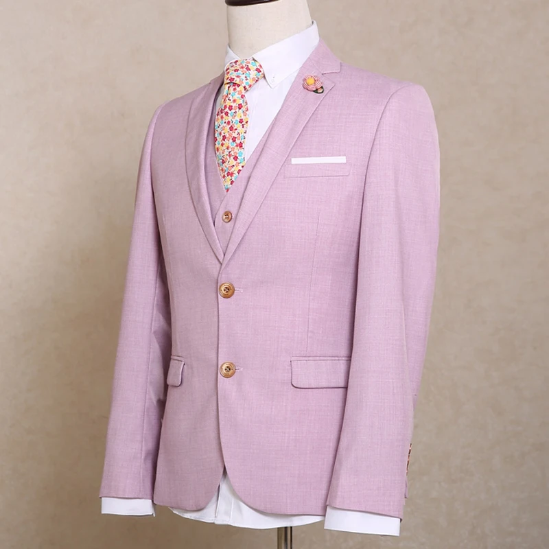 NA06 2018 Новый розовый мужской костюм из шерсти для курения Casamento индивидуальный