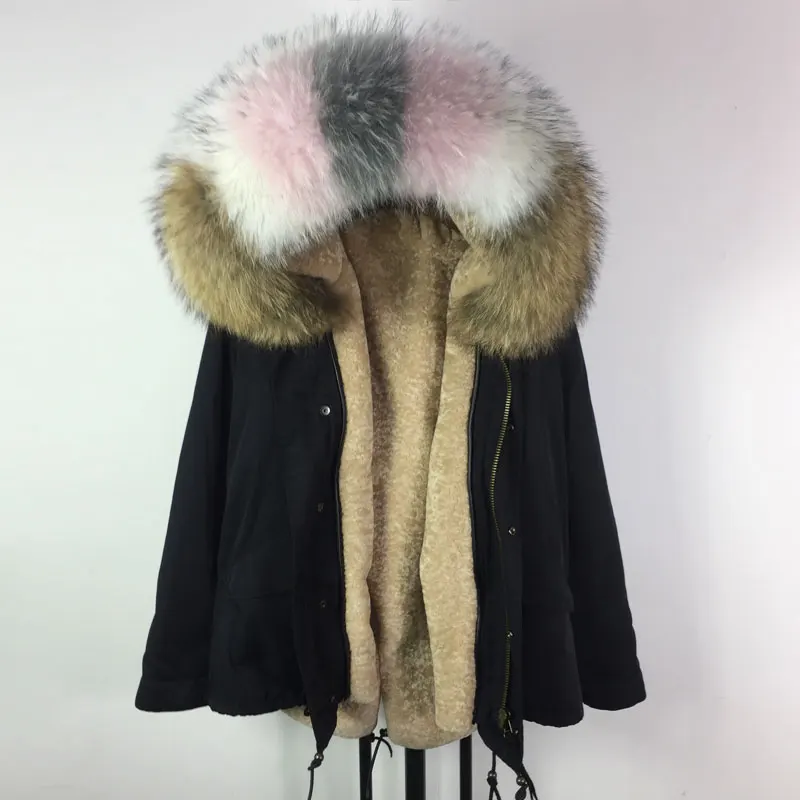 Fashion Black Women Winter Short fur Jacket S-4XL Size Natural Color Raccoon Hooded Wind Parka Casual | Женская одежда