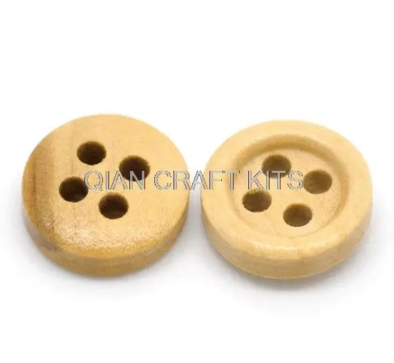 600pcs Round Wood wooden Button Four Hole Natural Colour 11mm | Дом и сад
