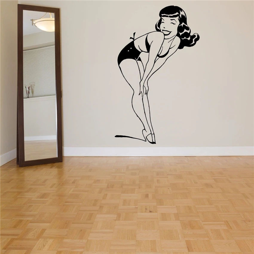 

Wall Room Decor Art Vinyl Sticker Mural Decal Sexy Pin Up Girl Tattoo Home Decor Removable Wall Decals living Wall Sticker D392