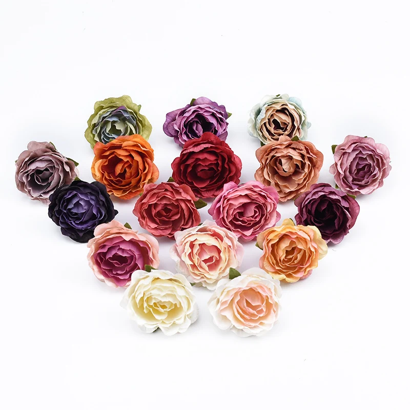 

5Pcs Silk Rose Head Wedding Flower Wall Home Decor Accessories Christmas Wreath Scrapbook Diy Gifts Box Artificial Flowers Cheap