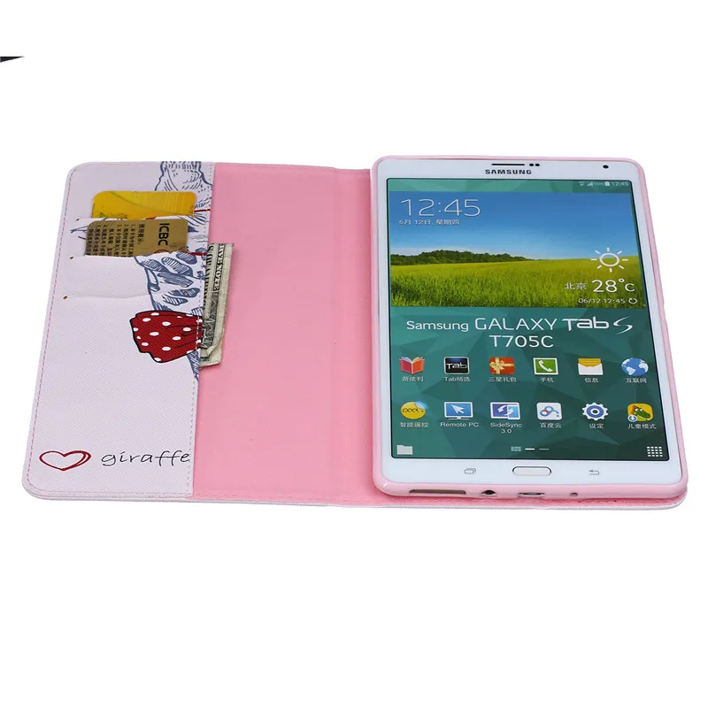 11 видов стилей чехол из искусственной кожи с рисунком для Samsung Galaxy Tab S 8 4 T700 T705c