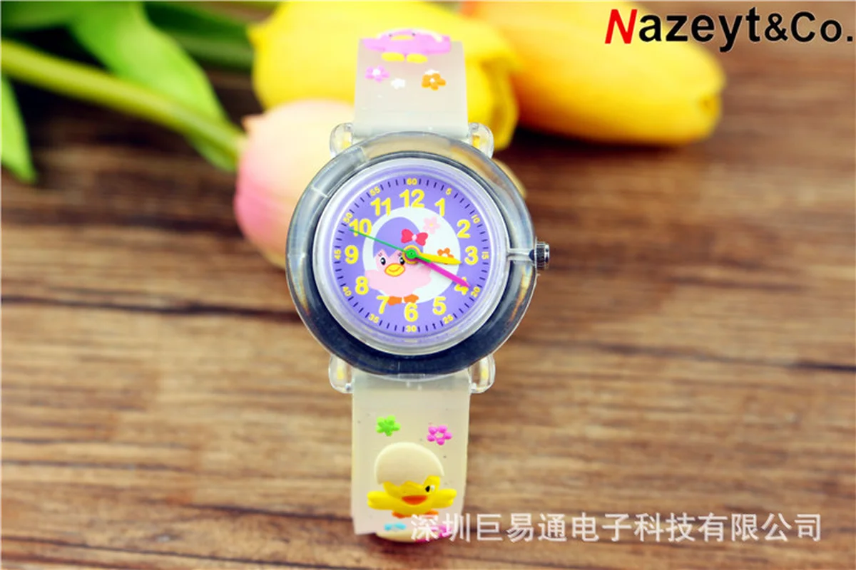 Милые детские 3D часы с изображением желтой утки желеобразная вспышка цветные