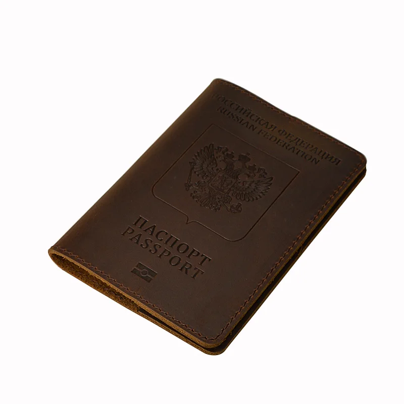 Мужской винтажный Чехол для паспорта ручной работы из коровьей кожи чехол