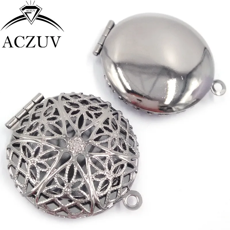 100 шт 27 мм медный металл может открыть закрытую круглую фазную коробку фото кулон