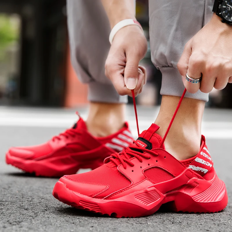 Кроссовки мужские сетчатые дышащие на платформе дизайнерская спортивная обувь