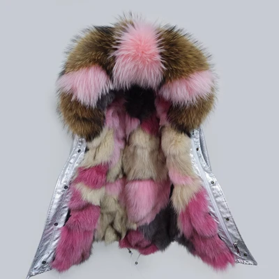 C18 short fox liner Furlove новинка, зимние пальто, женские куртки, настоящий большой воротник из меха енота, толстые женские пуховики и парки серебряного цвета, пальто из искусственного меха - Цвет: C18 short fox liner