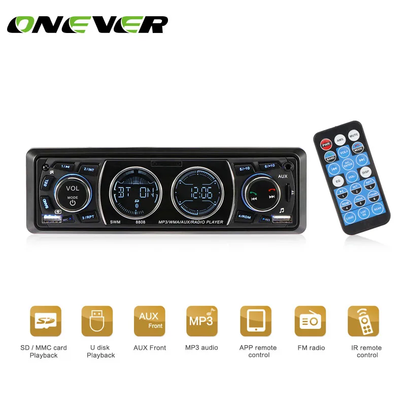 

Onever FM Car radio LCD Display One Din Version Bluetooth Car MP3 player Built-in microphone Hands-free support 16g/32g TF Card