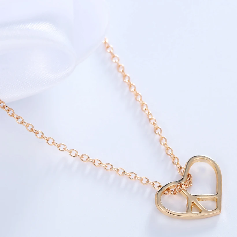 Горячие Продажи 30 ШТ. оптовая продажа на Открытом Сердце Ожерелье Мир Знак Любовь