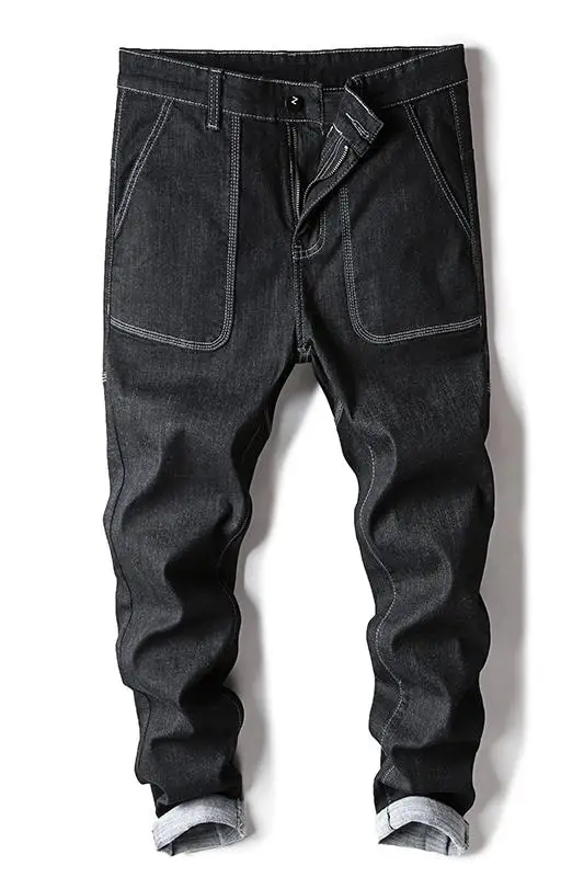 

Men Black Harlan Jeans Hip Hop Style High Waist Denim Jeans New Male Slim Balck Jeans Men Elastic Slim Trousers Denim Jeans