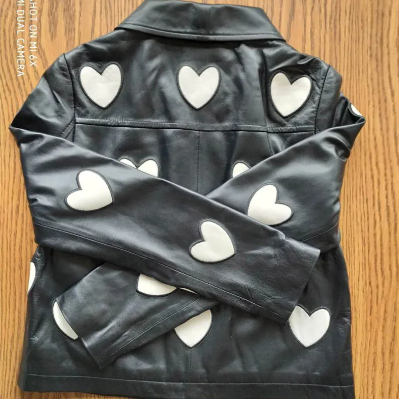 Женская уличная куртка из овчины короткая мотоциклетная натуральной кожи на