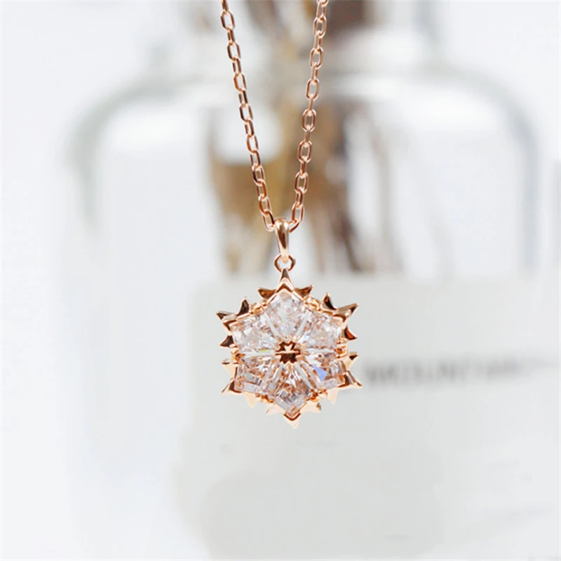 Ожерелье с подвеской в виде снежинок Корейском стиле золотого тибетского