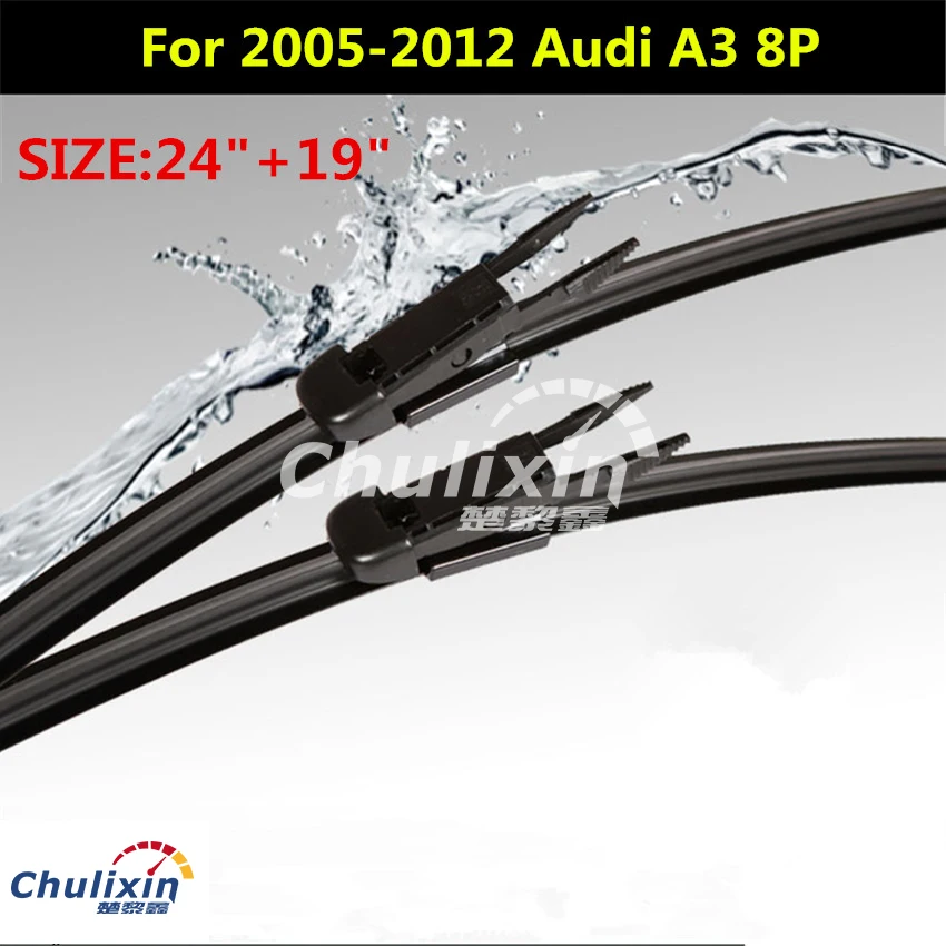 

Wiper blades car accessories for 2005-2012 AUDI A3 8P 24"+19" fit pinch tab type 2pcs/lot wiper arms only car accessories