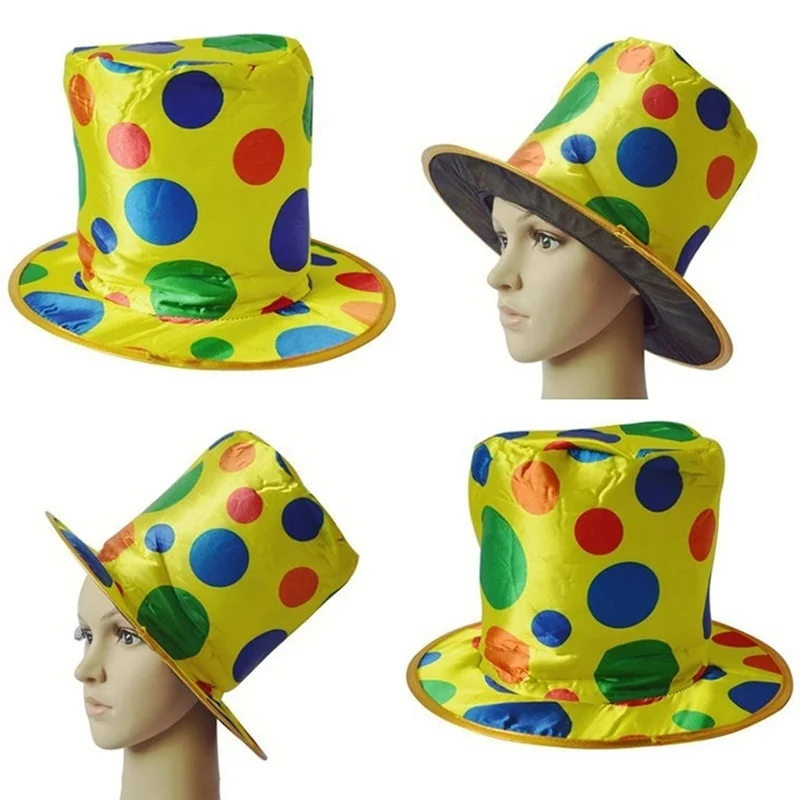 

Circus Carnival Dress Up Masquerade Costume Cloth Accessories Polka Dot Clown Hat Party Supplies SFFPMZ355