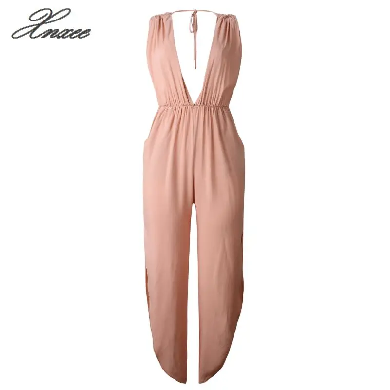 

Women Summer Pants V-neck Sexy Bohemian Loose Ankle-length Pants Solid Pants