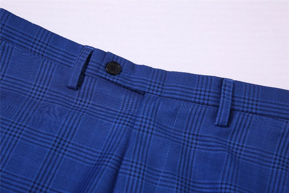 Мужские брюки в британском стиле Синие Клетчатые Костюмные приталенные