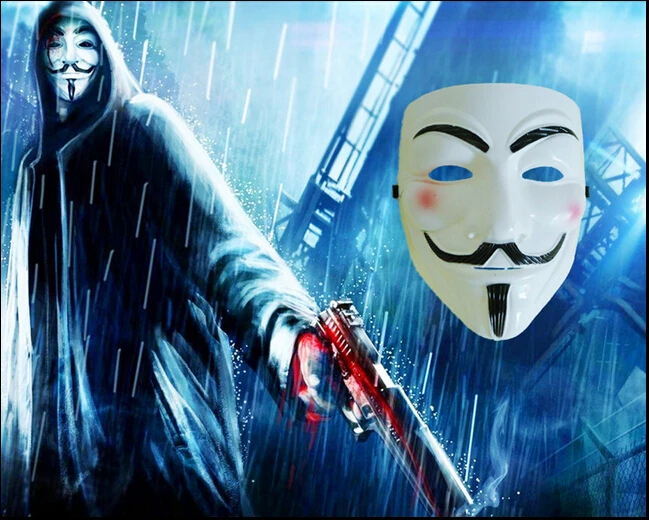 Горячая Распродажа Гай Фокс Маска Высокое качество ПВХ V for Vendetta Косплэй фильм